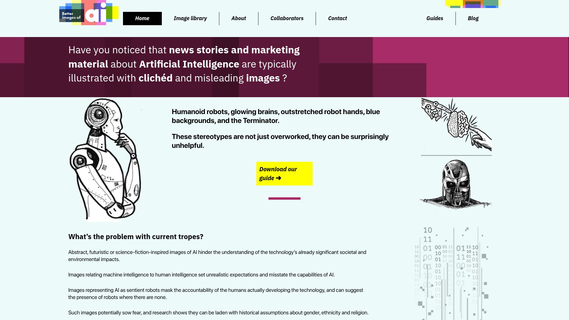 Screenshot of betterimagesofai.org: Better Images of AI