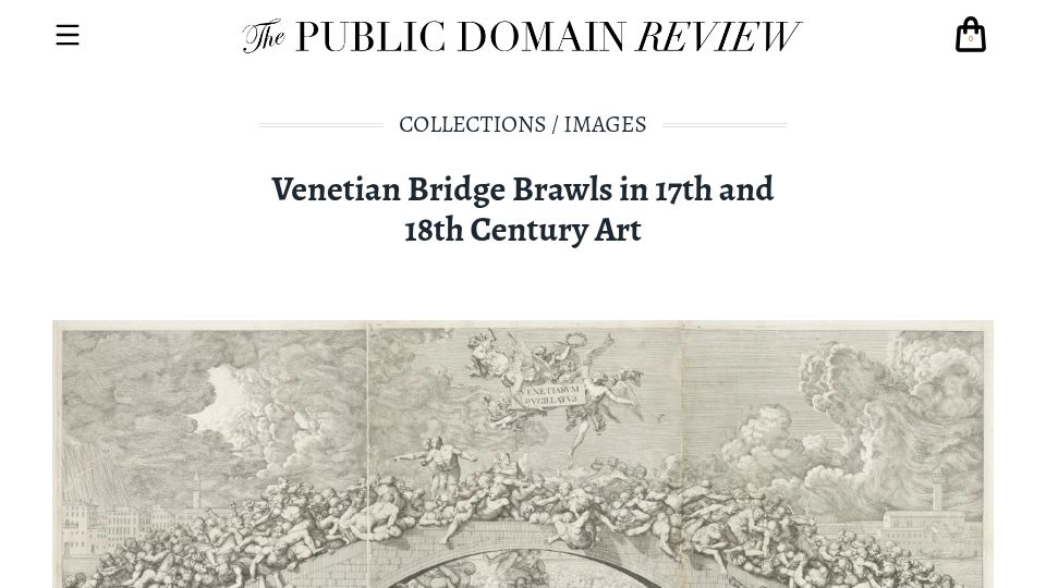 Screenshot of publicdomainreview.org: Venetian Bridge Brawls in 17th and 18th Century Art