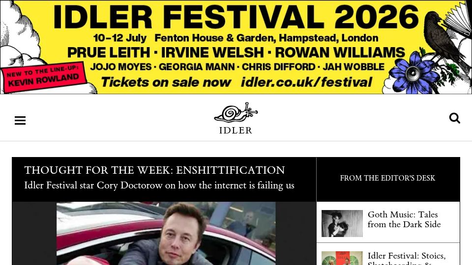 Screenshot of idler.co.uk: Idler Magazine
