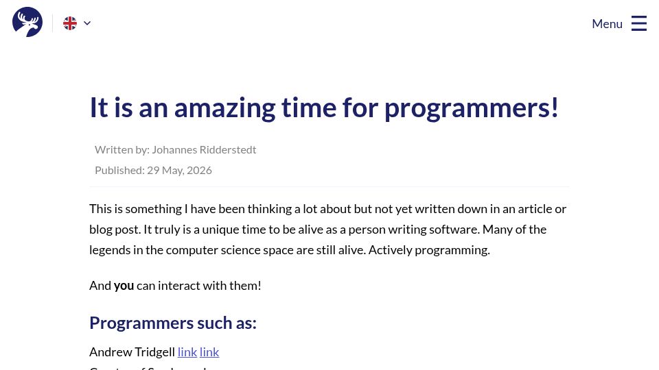 Screenshot of 46elks.com: It is an amazing time for programmers