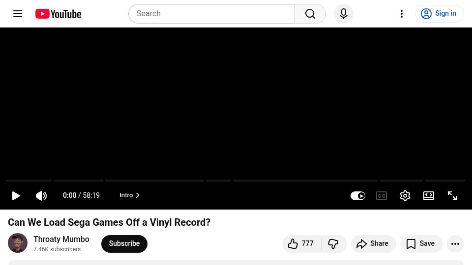 Screenshot of youtube.com: Loading Sega Games Off a Vinyl Record [video]