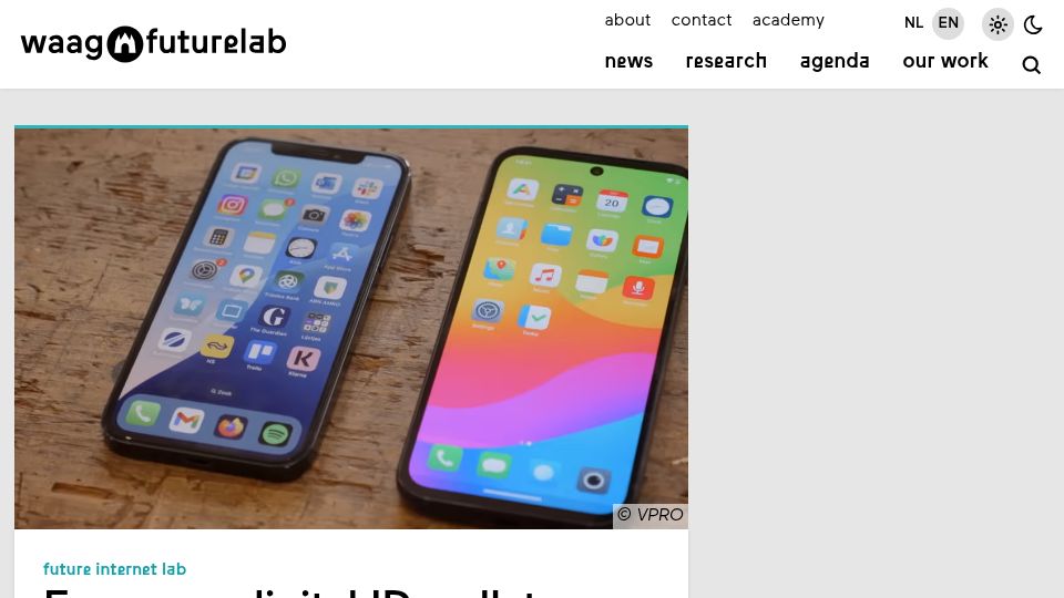 Screenshot of waag.org: European digital ID wallets rely on safety services of Google and Apple