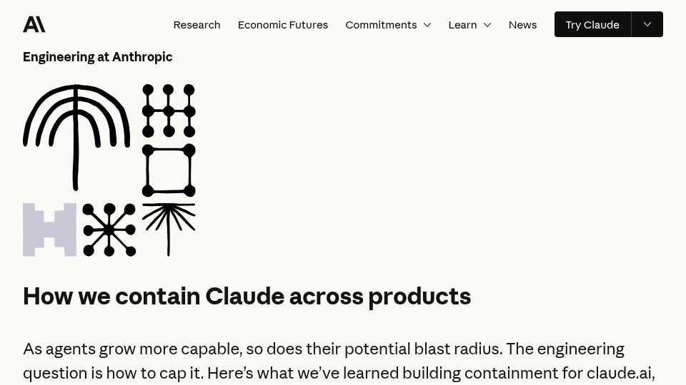 Screenshot of anthropic.com: The ways we contain Claude across products