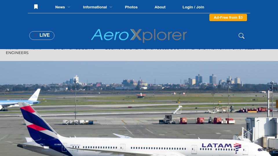 Screenshot of aeroxplorer.com: Boeing 787 Dreamliner Loses Door at Remote Pacific Airport, Puzzling Engineers