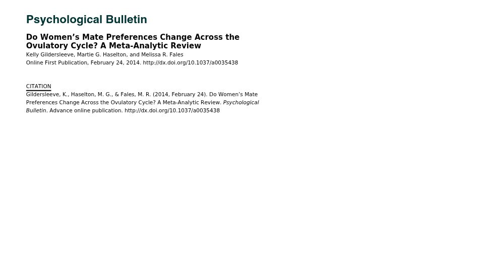 Screenshot of martiehaselton.com: Do women’s mate preferences change across the ovulatory cycle? (2014) [pdf]