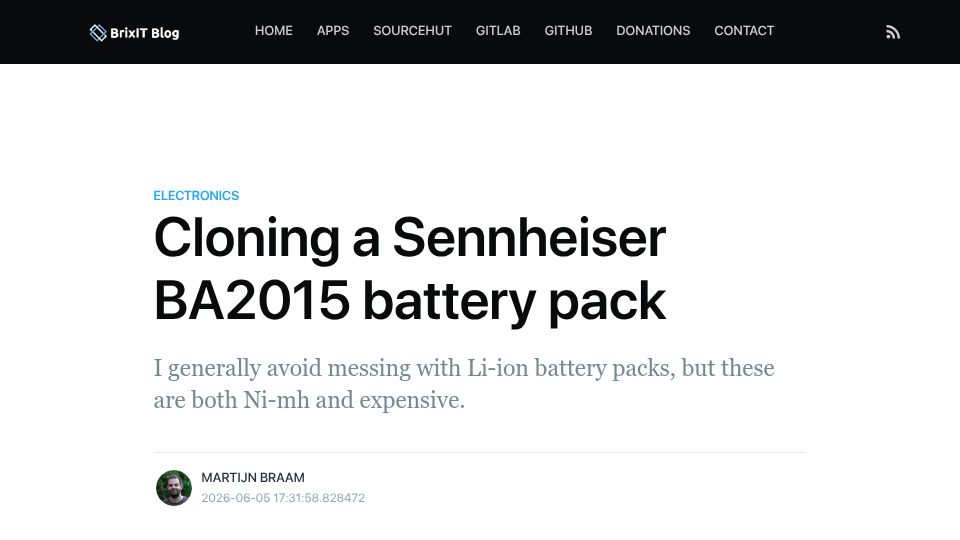 Screenshot of blog.brixit.nl: Cloning a Sennheiser BA2015 battery pack
