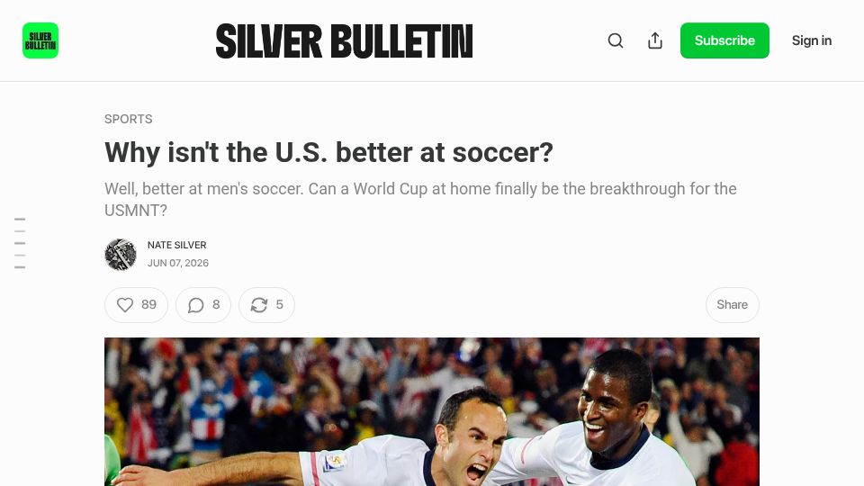 Screenshot of natesilver.net: Why isn't the U.S. better at soccer?