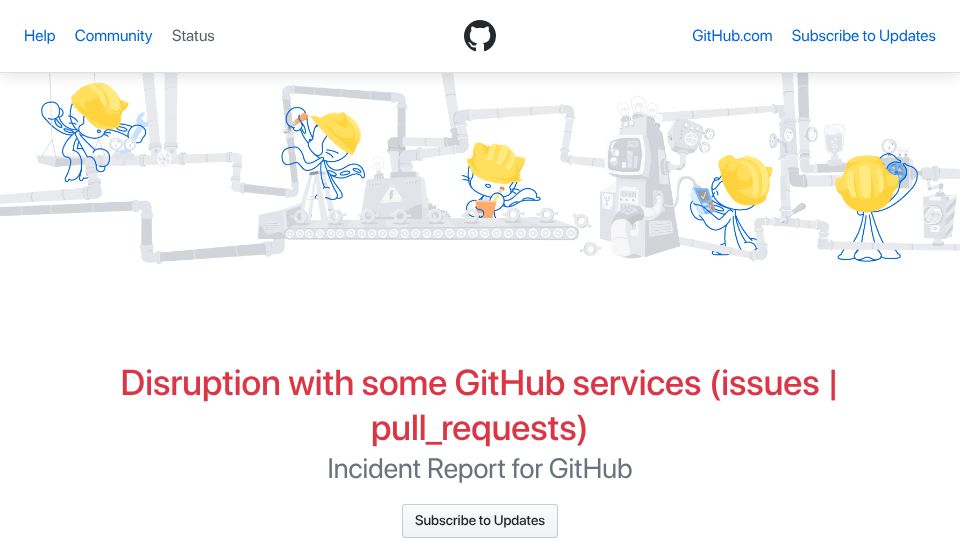 Screenshot of githubstatus.com: GitHub Is Down