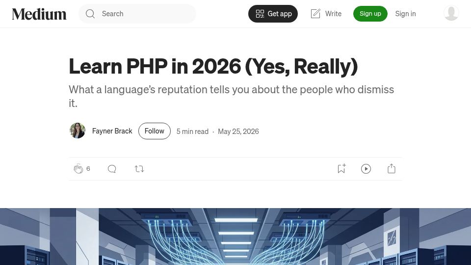 Screenshot of fagnerbrack.com: Learn PHP in 2026 (Yes, Really)