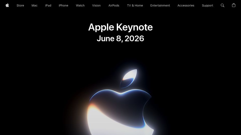 Screenshot of apple.com: Apple WWDC 2026