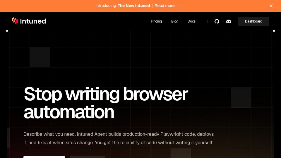 Screenshot of intunedhq.com: Launch HN: Intuned (YC S22) – Build and run reliable browser automations as code