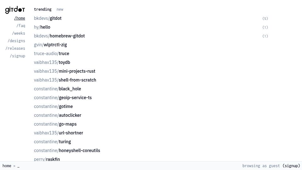 Screenshot of gitdot.io: Show HN: Gitdot – A better GitHub. Open-source, written in Rust