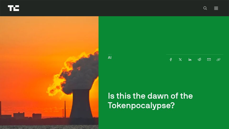Screenshot of techcrunch.com: Is This the Dawn of the Tokenpocalypse?