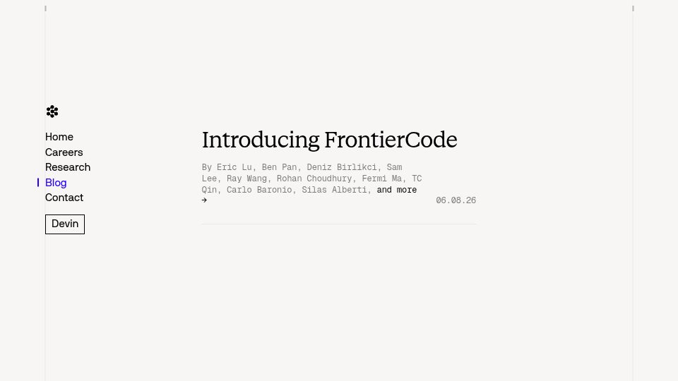 Screenshot of cognition.ai: FrontierCode