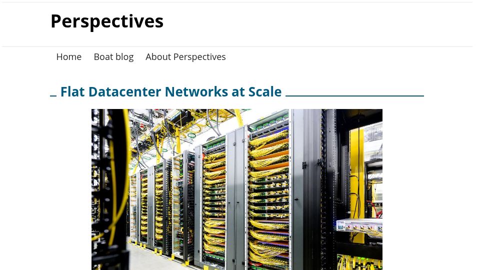 Screenshot of perspectives.mvdirona.com: Flat Datacenter Networks at Scale at Amazon