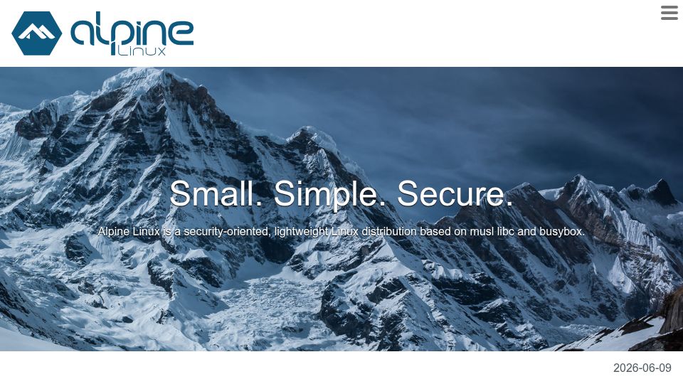 Screenshot of alpinelinux.org: Alpine Linux 3.24.0 Released