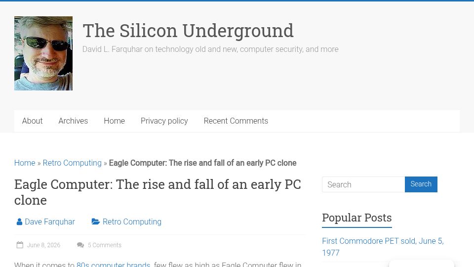Screenshot of dfarq.homeip.net: Eagle Computer: The rise and fall of an early PC clone