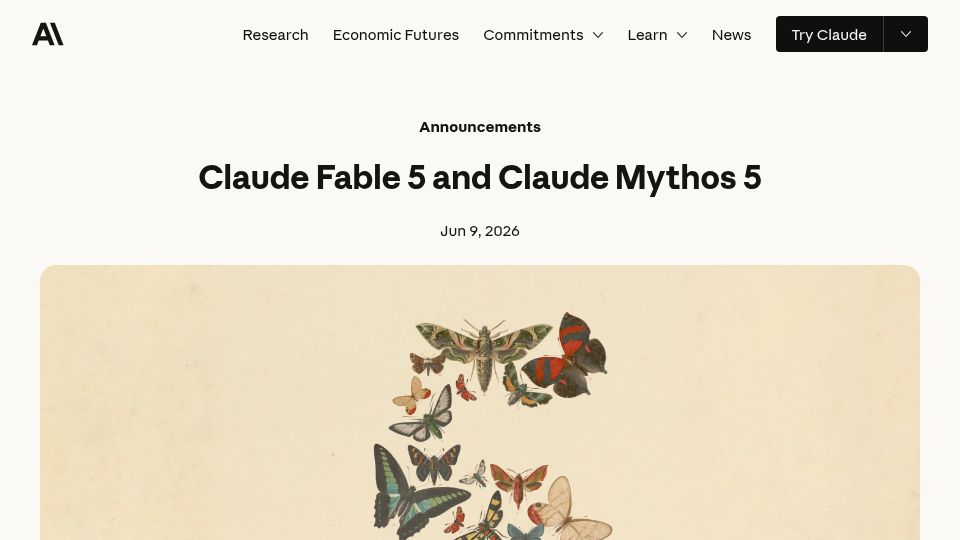 Screenshot of anthropic.com: Claude Fable 5