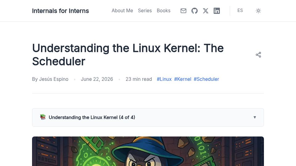 Screenshot of internals-for-interns.com: Understanding the Linux Kernel: The Scheduler