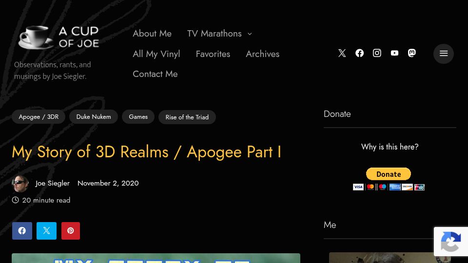 Screenshot of joesiegler.blog: My Story of 3D Realms / Apogee Part I (2020)