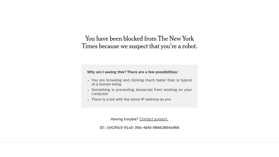 Screenshot of nytimes.com: Software Engineer's Firing Ruled Illegal in a Rare Win for a Tech Worker