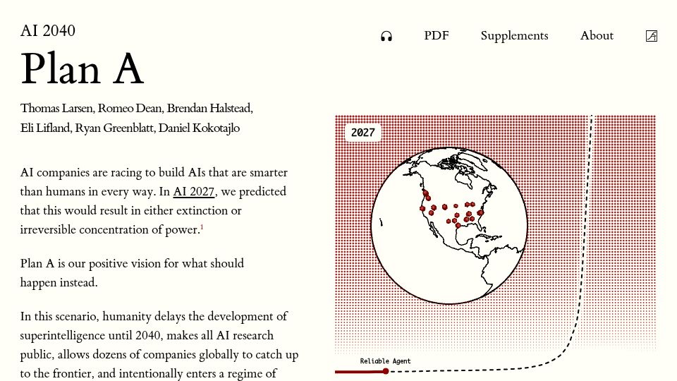 Screenshot of ai-2040.com: AI 2040: Plan A