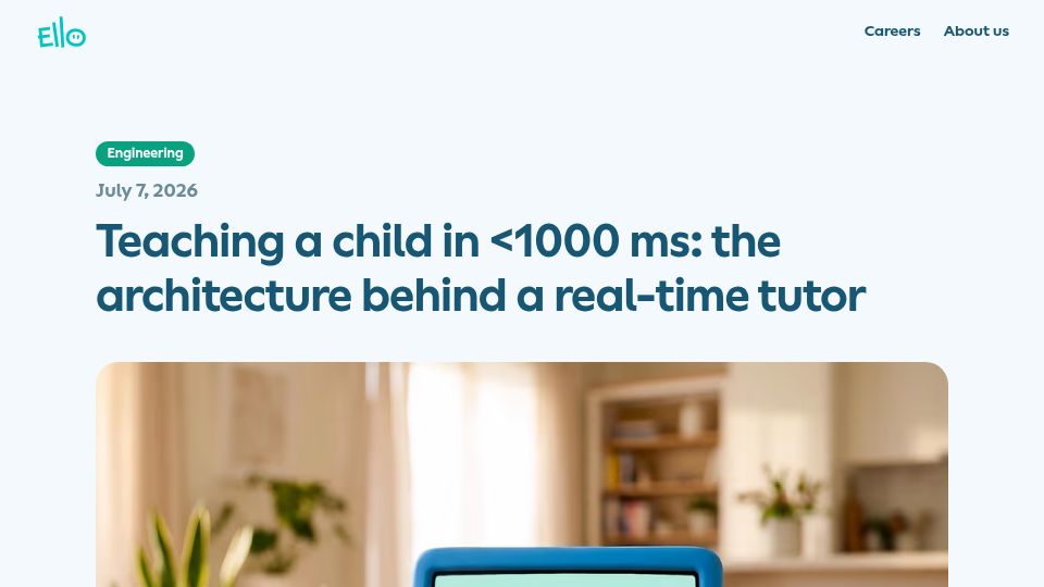 Screenshot of ello.com: Building a real-time AI tutor for 5-year-olds