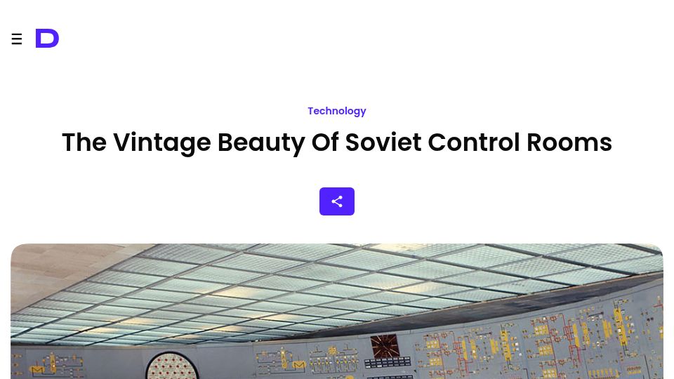 Screenshot of designyoutrust.com: The vintage beauty of Soviet control rooms (2018)