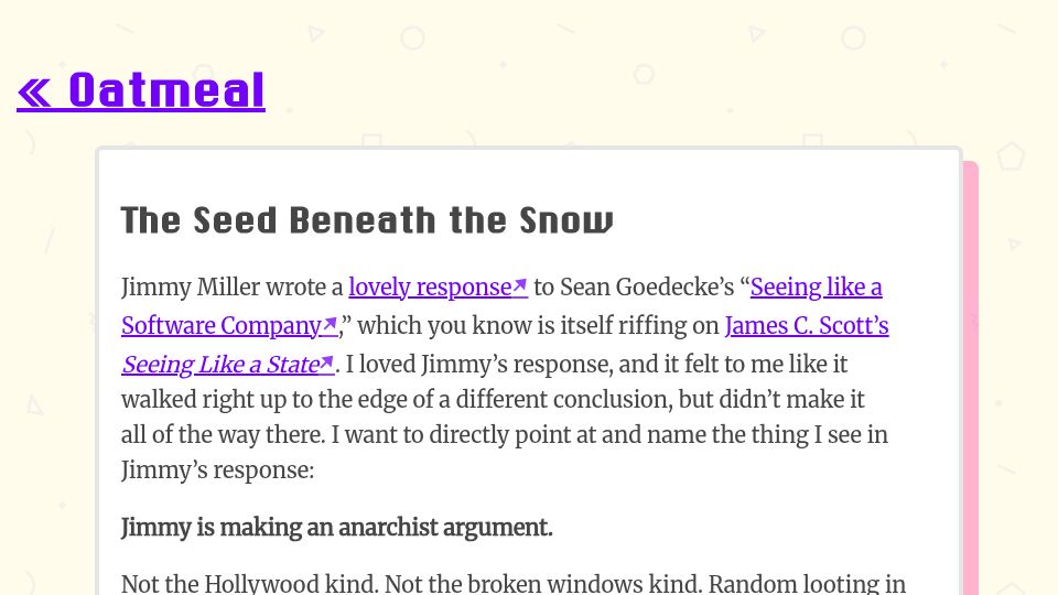 Screenshot of eli.li: The Seed Beneath the Snow