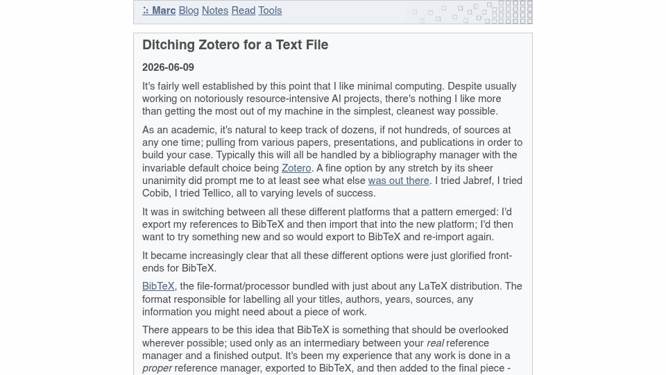 Screenshot of atthis.link: Ditching Zotero for a Text File