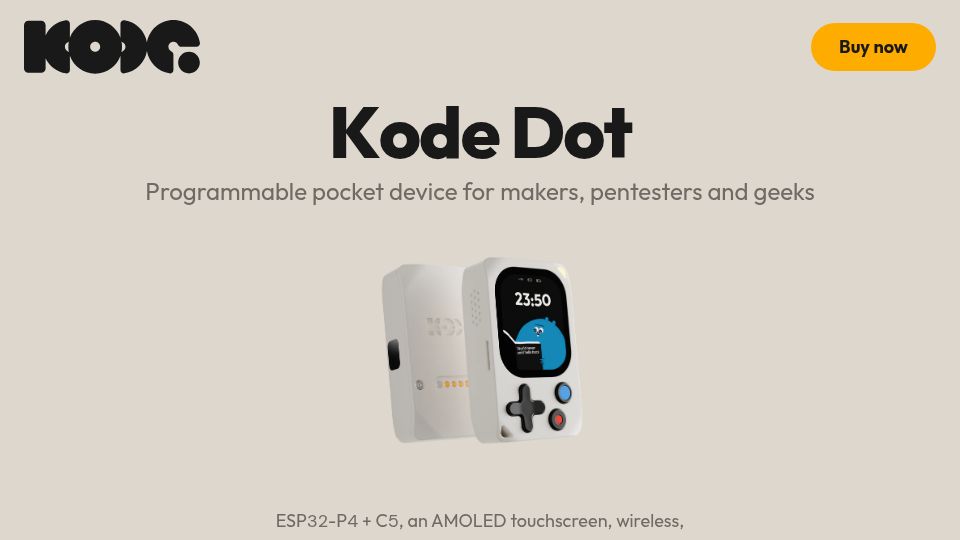 Screenshot of kode.diy: Kode Dot Programmable pocket device for makers, pentesters and geeks