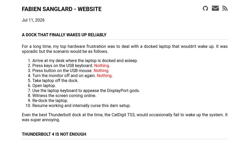 Screenshot of fabiensanglard.net: A dock that wakes up reliably