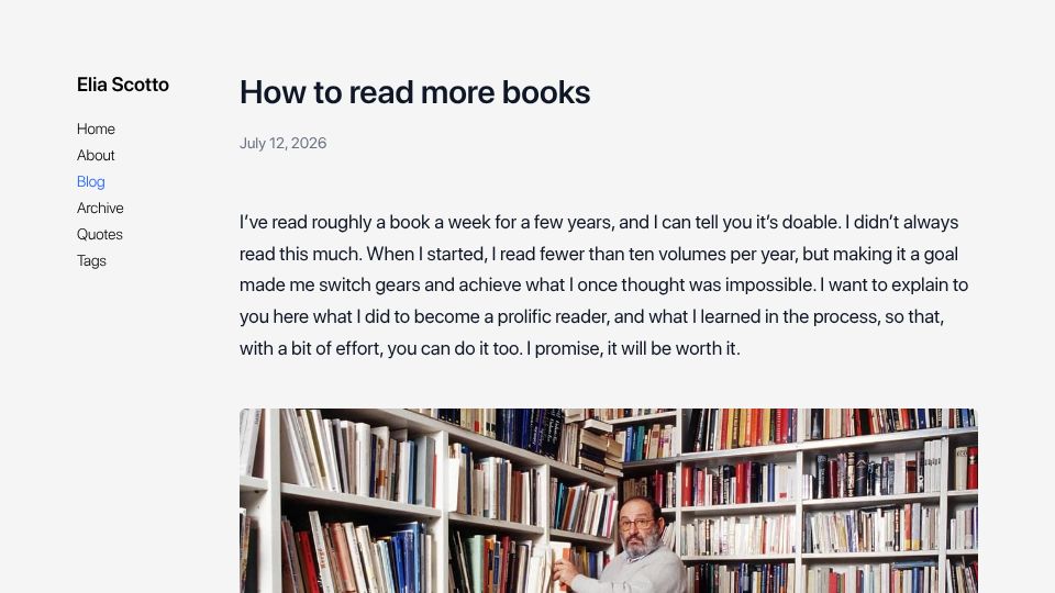 Screenshot of scotto.me: How to read more books