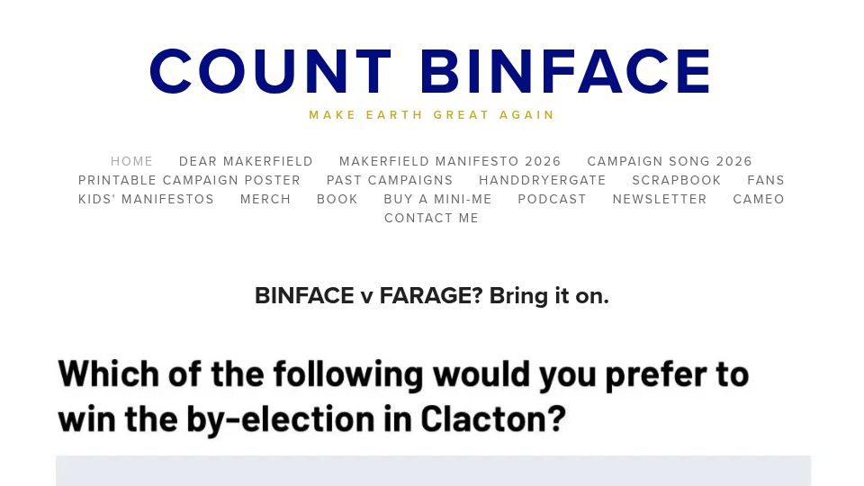 Screenshot of countbinface.com: Count Binface