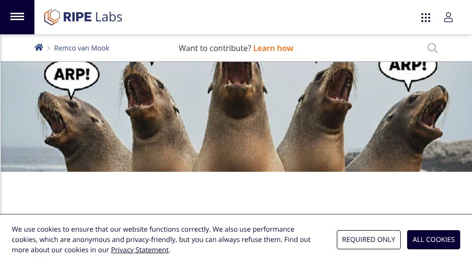 Screenshot of labs.ripe.net: A Farewell to ARPs: IPv4 Service on IPv6-Only Networks