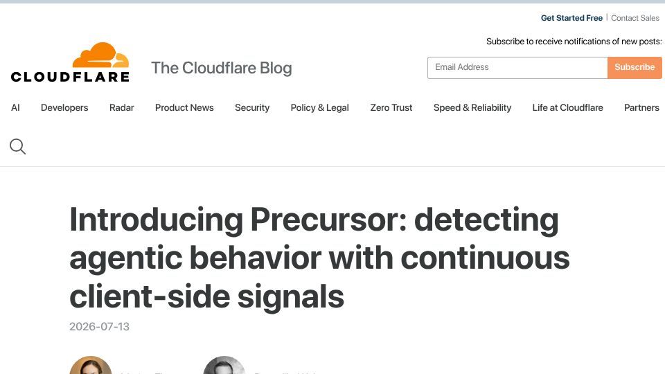 Screenshot of blog.cloudflare.com: Precursor