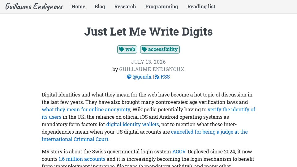 Screenshot of gendx.dev: Just Let Me Write Digits