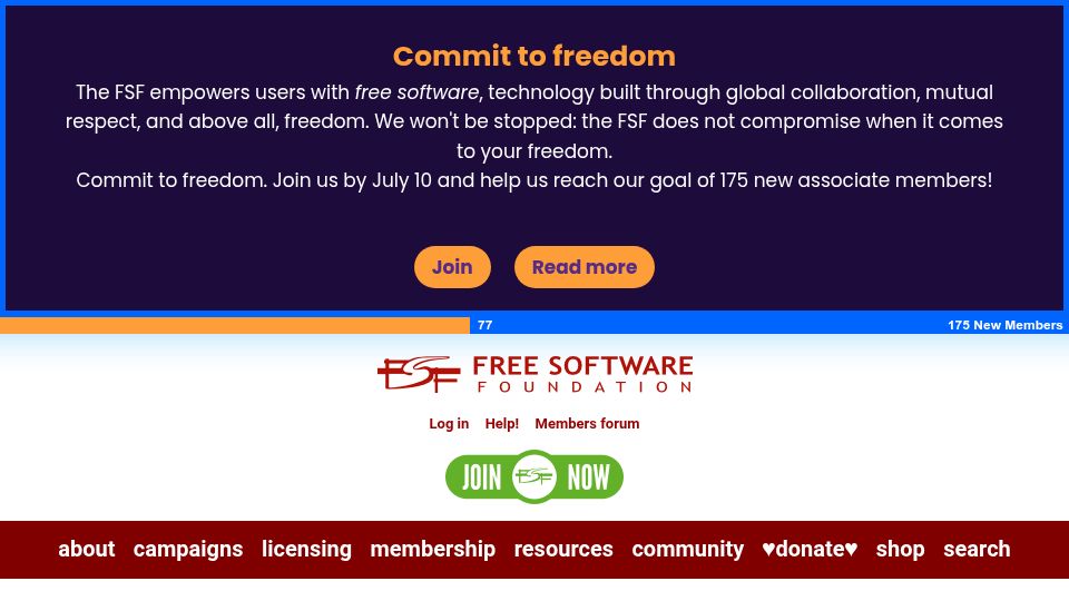 Screenshot of fsf.org: How the FSF sysadmins block botnets with reaction