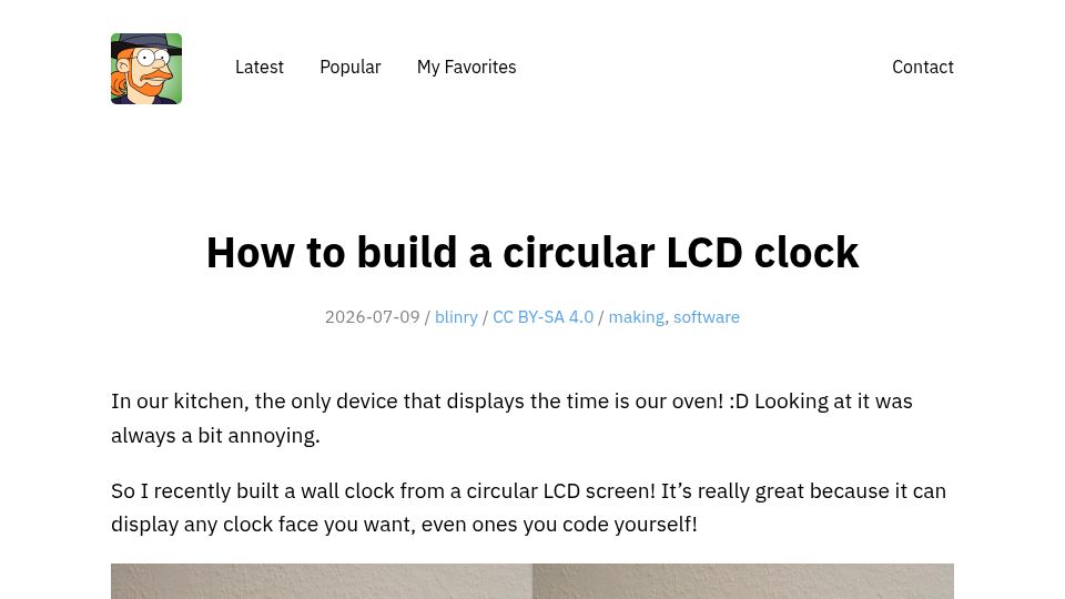 Screenshot of blinry.org: How to build a circular LCD clock