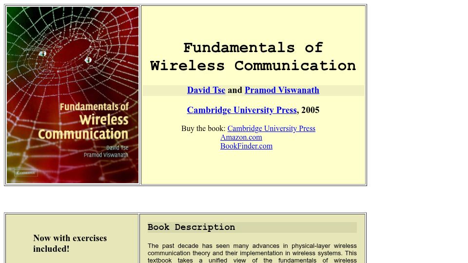Screenshot of web.stanford.edu: Fundamentals of Wireless Communication (2005)