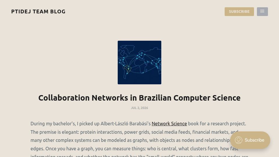 Screenshot of blog.ptidej.net: Collaboration Networks in Brazilian Computer Science