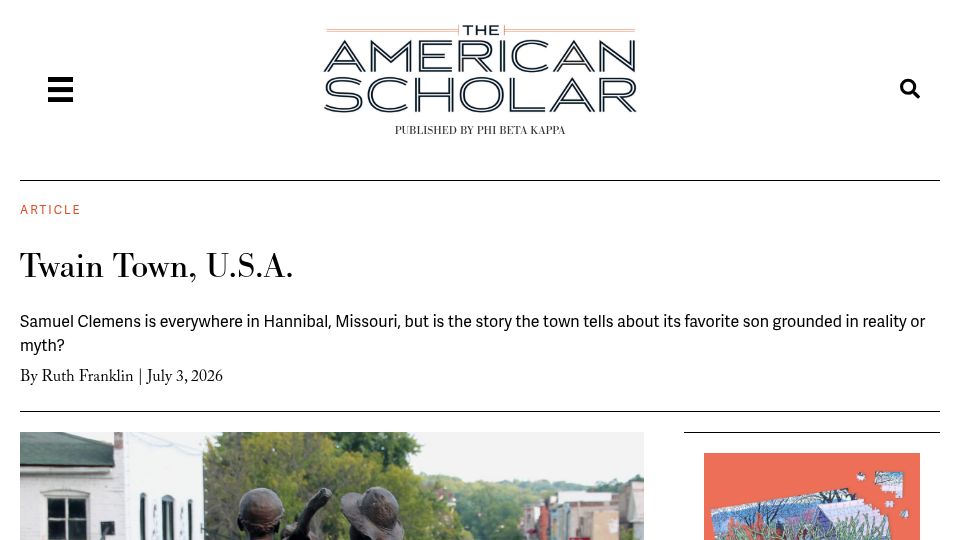 Screenshot of theamericanscholar.org: Twain Town, USA