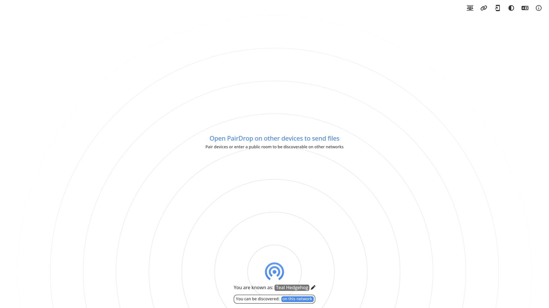 Screenshot of pairdrop.net: P2P local file transfer based on WebRTC