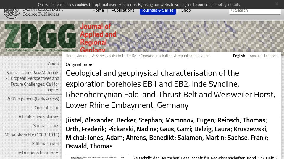 Screenshot of schweizerbart.de: Germany maybe found a new source of renewable energy