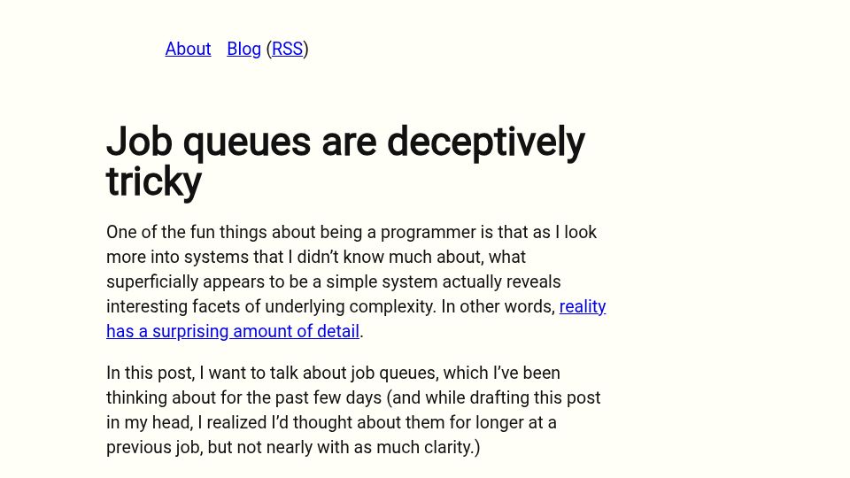 Screenshot of typesanitizer.com: Job queues are deceptively tricky