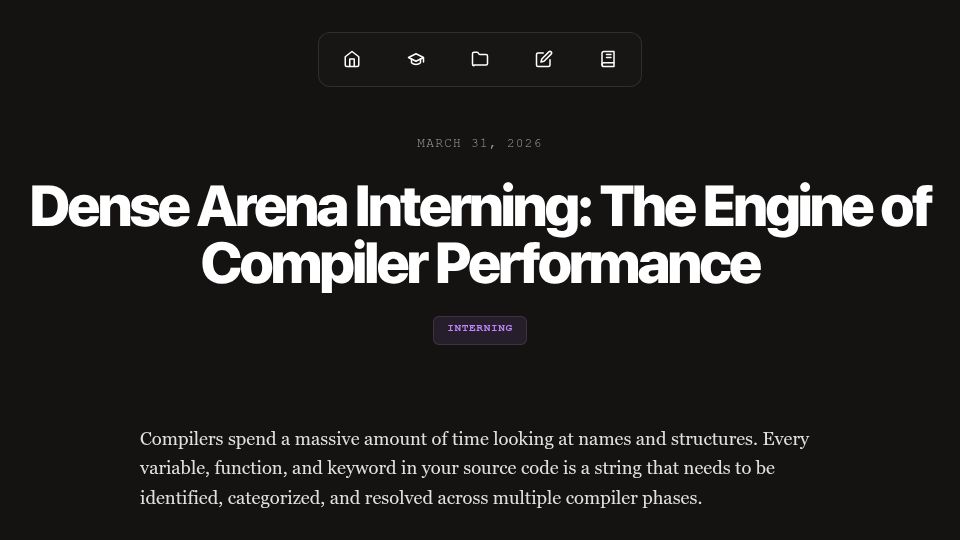 Screenshot of aikoschurmann.com: Dense Arena Interning: The Engine of Compiler Performance