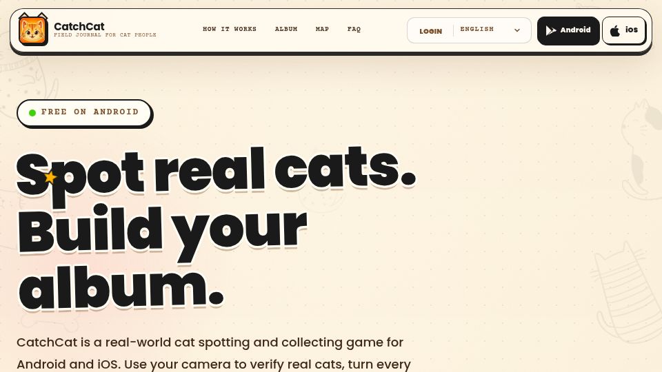 Screenshot of catchcat.lol: CatchCat – Pokémon Go for Cats, IRL