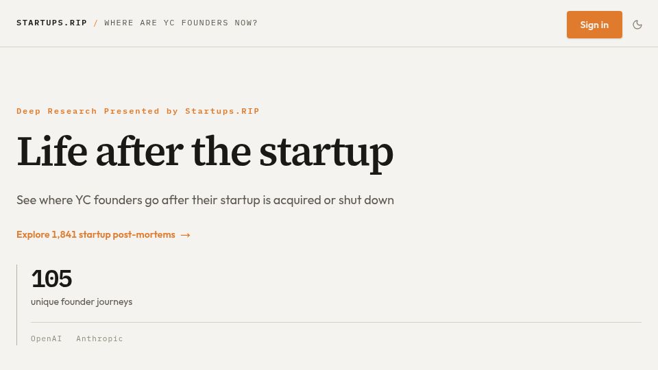 Screenshot of joinedanthropic.com: Where are YC founders now? OpenAI and Anthropic, mostly