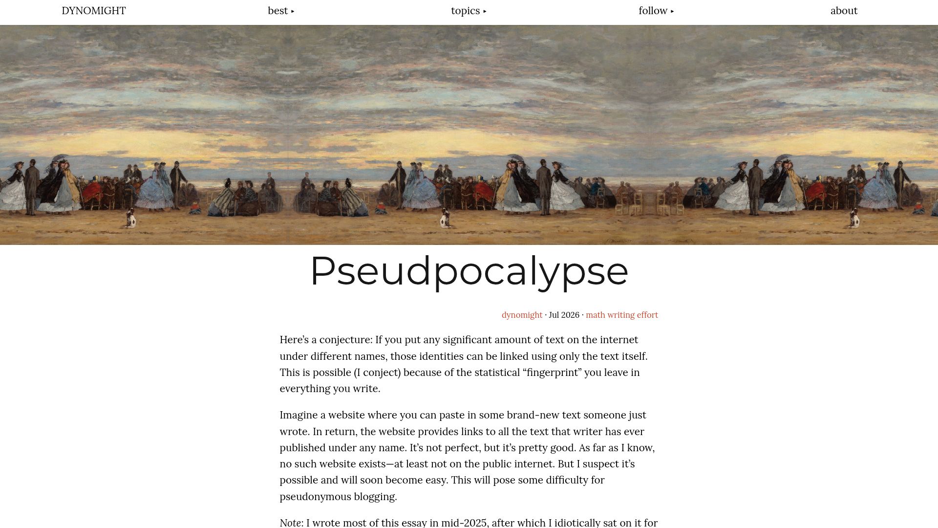 Screenshot of dynomight.net: Pseudpocalypse