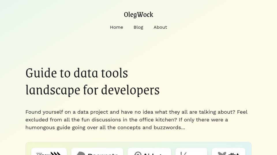 Screenshot of sinja.io: Guide to data tools landscape for developers